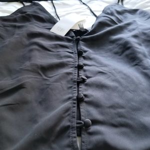 Black choker tank top with cloth buttons